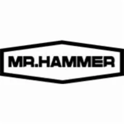 Logo firmy MR.HAMMER w czarno-białej grafice, umieszczone w sześciokątnej ramce.