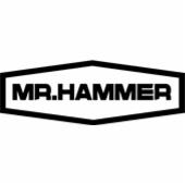 Logo firmy MR.HAMMER w czarno-białej grafice, umieszczone w sześciokątnej ramce.