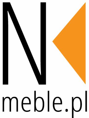Logo firmy meble.pl z dużą literą N w kolorze czarnym i pomarańczowym trójkątem po prawej stronie.