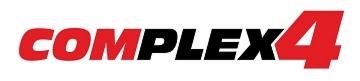 Logo firmy Complex4 z czerwonym napisem 'COMPLEX' i czarną cyfrą '4' na białym tle.
