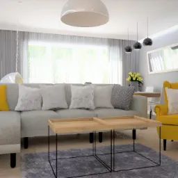 Wizualizacja nowoczesnej łazienki z białą umywalką nablatową, lustrem z podświetleniem LED, kabiną prysznicową i dekoracyjnym stolikiem pomocniczym z napisem 'M Kwadrat - PROJEKT'.