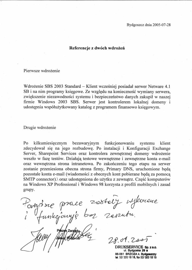 Referencje wdrożeń Drukservice