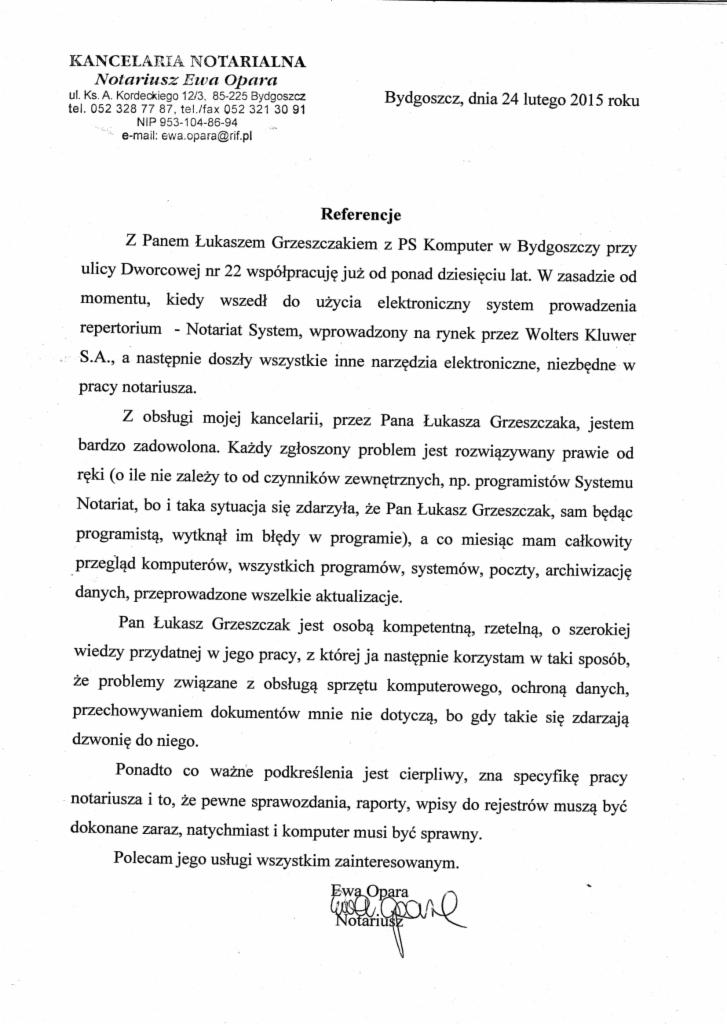 Referencje kancelaria notarialna
