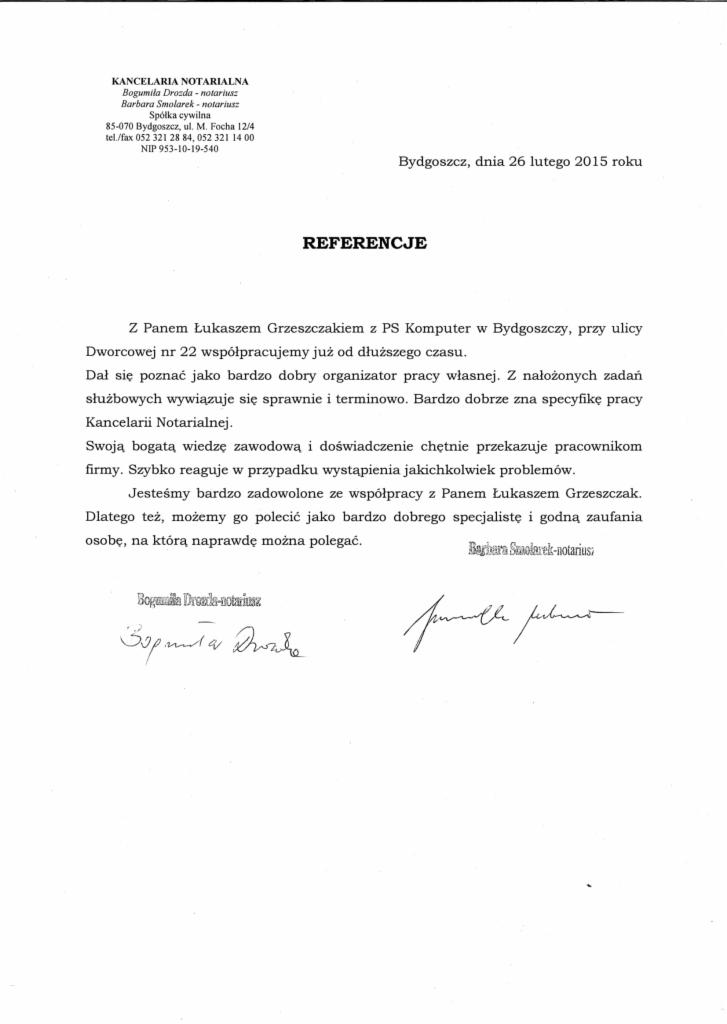 Referencje kancelaria notarialna 2