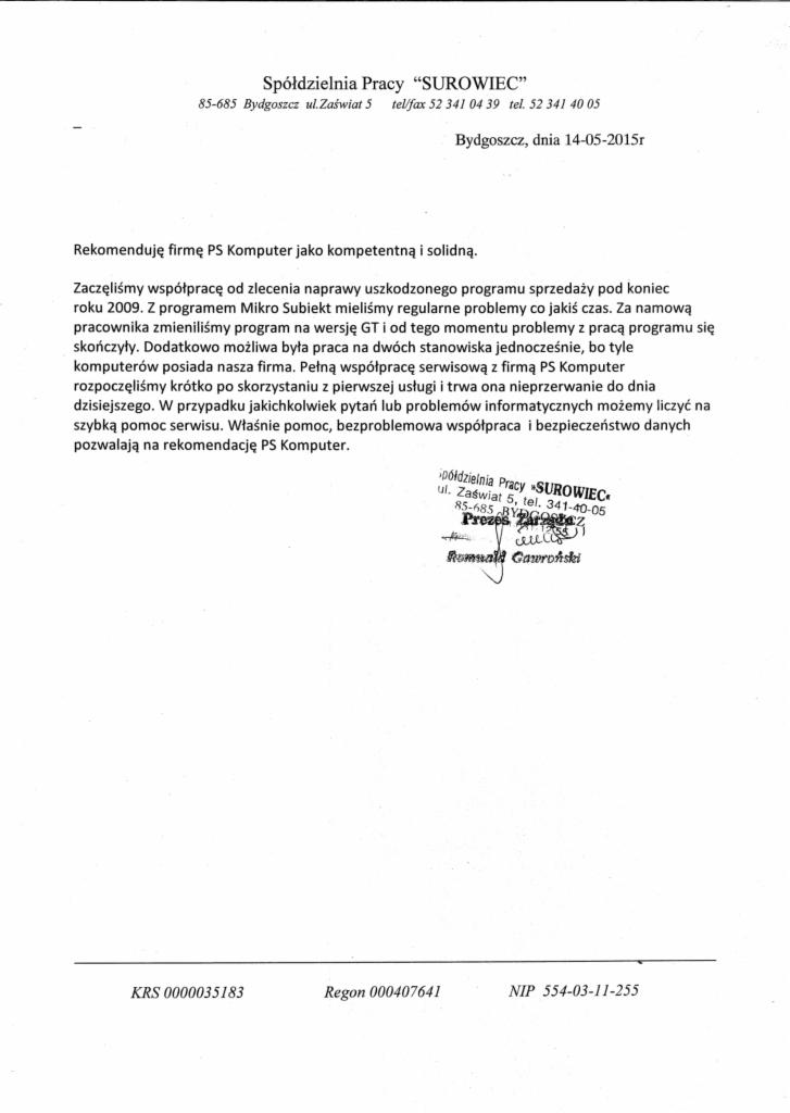 Referencje spółdzielnia