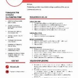 Ulotka reklamowa firmy BHP Specjalista, oferującej szeroki zakres usług z zakresu BHP, PPOŻ i pierwszej pomocy, w tym szkolenia BHP, PPOŻ, kursy zawodowe, usługi kompleksowe, z podanymi danymi...