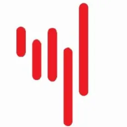 Czerwone, pionowe, r&oacute;żnej długości paski ułożone ukośnie, tworzące abstrakcyjny symbol graficzny.