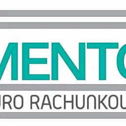 Logo firmy 'Mentor Biuro Rachunkowe' w formie stylizowanego spinacza biurowego, z nazwą firmy w kolorze turkusowym i szarym napisem 'Biuro Rachunkowe' poniżej.