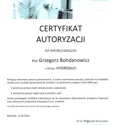 Certyfikat autoryzacyjny NIBE