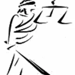 Szkic Temidy, bogini sprawiedliwości, z wagą w dłoniach, wykonany czarną kreską na białym tle.