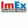 Logo firmy ImEx Forklift Parts z czerwonym napisem ImEx i szarym napisem Forklift Parts poniżej.
