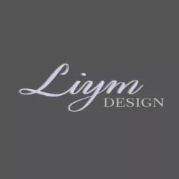 Eleganckie logo firmy 'Lijm Design' w odcieniach szarości, z kaligraficznym napisem 'Lijm' i dopiskiem 'DESIGN' poniżej, na jednolitym, szarym tle.