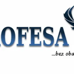 Logo firmy PROFESA z symbolem stylizowanego orła w odcieniach niebieskiego i hasłem '...bez obaw o przyszłość!'