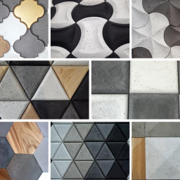 Płytki betonwe i drewniane 3D