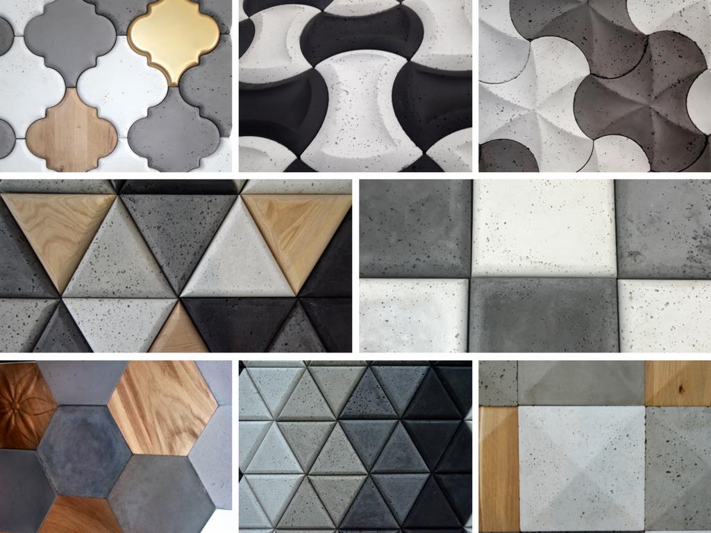 Płytki betonwe i drewniane 3D