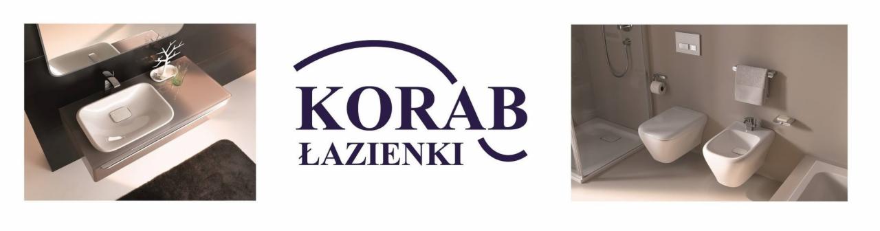 KORAB ŁAZIENKI: Aranżacja łazienki z umywalką nablatową, minimalistyczną armaturą, wiszącą toaletą i bidetem, oraz kabiną prysznicową.