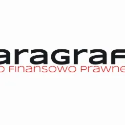 Logo firmy 'paragraf' z dopiskiem 'Biuro Finansowo Prawne', czcionka w kolorze czarnym i czerwonym, znak paragrafu po prawej stronie.