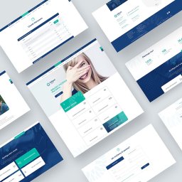 Route Studio - Prezentacja responsywnego projektu strony internetowej dla kliniki okulistycznej Vidium Medica, z widocznymi elementami interfejsu użytkownika, takimi jak cennik, konfigurator wad wzroku...