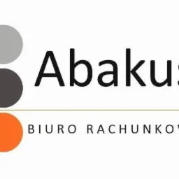 Logo firmy Abakus Biuro Rachunkowe z trzema okręgami w kolorach szarym, grafitowym i pomarańczowym.