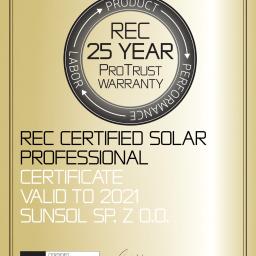 Certyfikat Rec Solar Professional