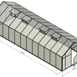 Szklarnia Sanus XL-24 wymiar 2,9x8,5m H=2,25cm 24,6m2 poliwęglan 6mm