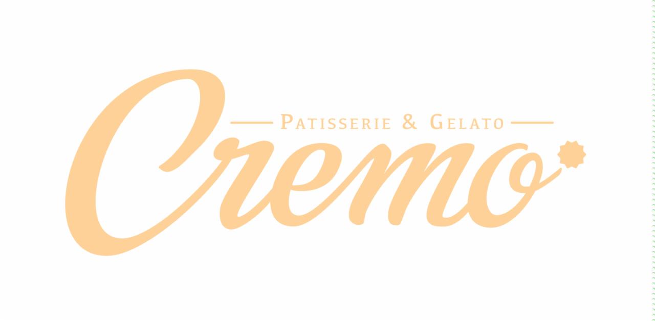 Logo firmy Cremo, specjalizującej się w cukiernictwie i produkcji lodów, w kolorze kremowym na białym tle.