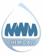 Logo firmy NWM Chemicals z Wysokiego w kształcie kropli wody, zawierające niebieski napis 'NWM' nad napisem 'CHEMICALS'.