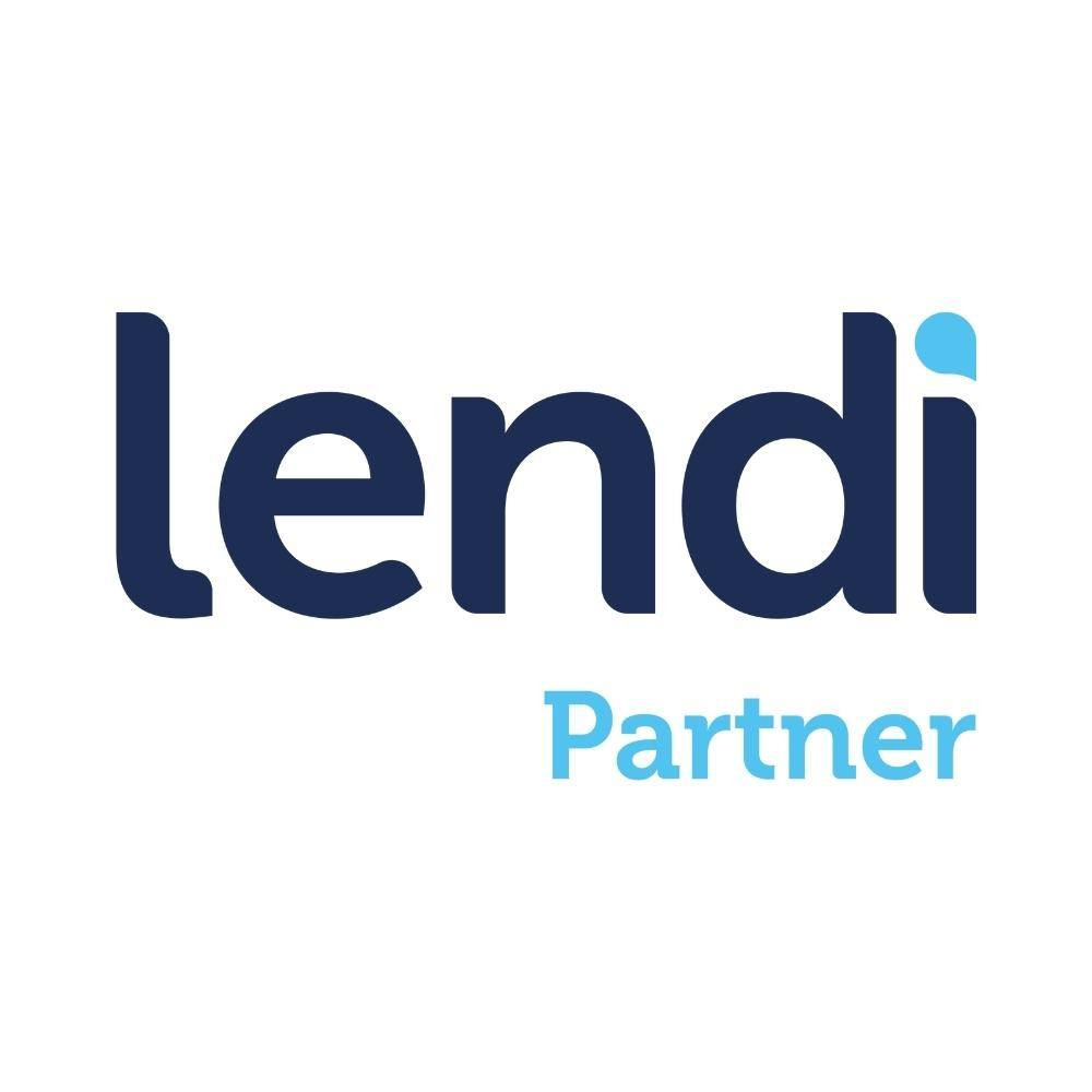 Logo Lendi Partner w kolorze granatowym i błękitnym na białym tle.