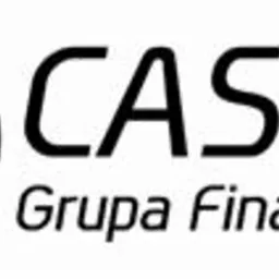 Logo firmy Cassis Grupa Finansowa z graficznym symbolem lwa w okręgu po lewej stronie.