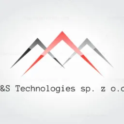 Logo firmy L&S Technologies sp. z o.o. przedstawiające trzy stylizowane szczyty górskie w kolorach czarnym, szarym i czerwonym na jasnoszarym tle.