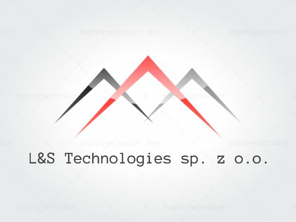 Logo firmy L&S Technologies sp. z o.o. przedstawiające trzy stylizowane szczyty górskie w kolorach czarnym, szarym i czerwonym na jasnoszarym tle.