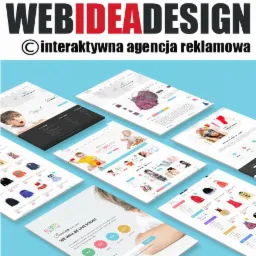 Prezentacja portfolio agencji interaktywnej Webideadesign z różnymi projektami stron internetowych i sklepów online dla dzieci, wyświetlanymi na ekranach tabletów w perspektywie.