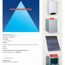 Skan certyfikatu Viessmann potwierdzający uprawnienia do montażu urządzeń, w tym pompy ciepła Vitocal, z ilustracjami r&oacute;żnych modeli urządzeń grzewczych.