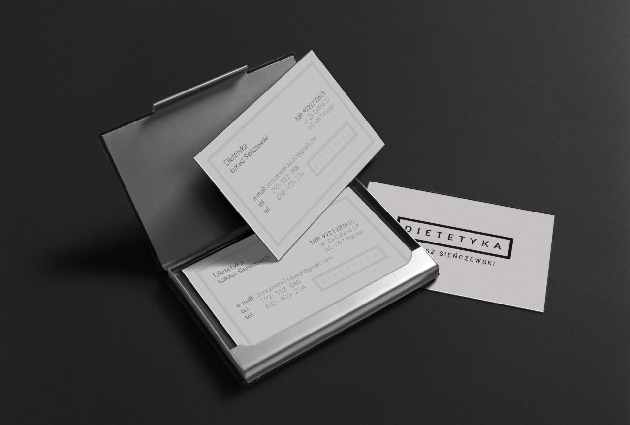 projekt wizytówek przygotowany dla dietetyka Łukasza Sieńczewskiego