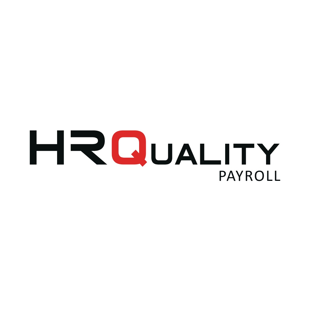 Logo firmy HR Quality Payroll z czerwonym elementem Q w nazwie na białym tle.