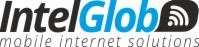 Logo firmy IntelGlob Mobile Internet Solutions z niebiesko-czarnym napisem i symbolem Wi-Fi w chmurce.