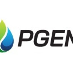 PGEM SPÓŁKA Z OGRANICZONĄ ODPOWIEDZIALNOŚCIĄ - Logo PGEM: stylizowana kropla w odcieniach zieleni i błękitu, sąsiadująca z nazwą firmy zapisaną prostą czcionką. Minimalistyczny design na białym tle.