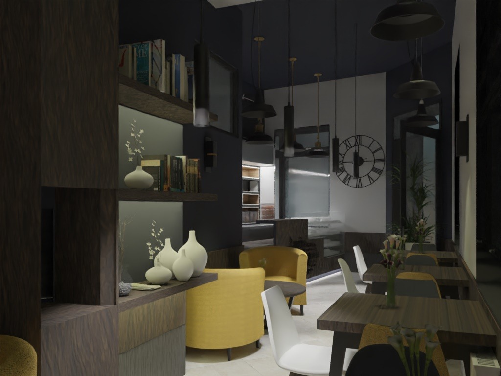 projekt aranżacji kawiarni w Krakowie - w trakcie realizacji