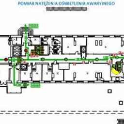 graficzny opis badań oświetlenia awaryjnego