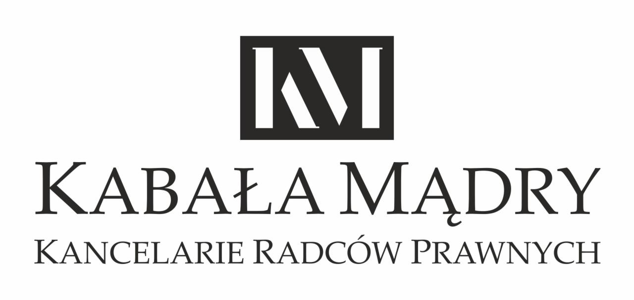 Logo Kancelarii Radców Prawnych 'Kabała Mądry' z symbolem graficznym powyżej nazwy, czarne na białym tle.