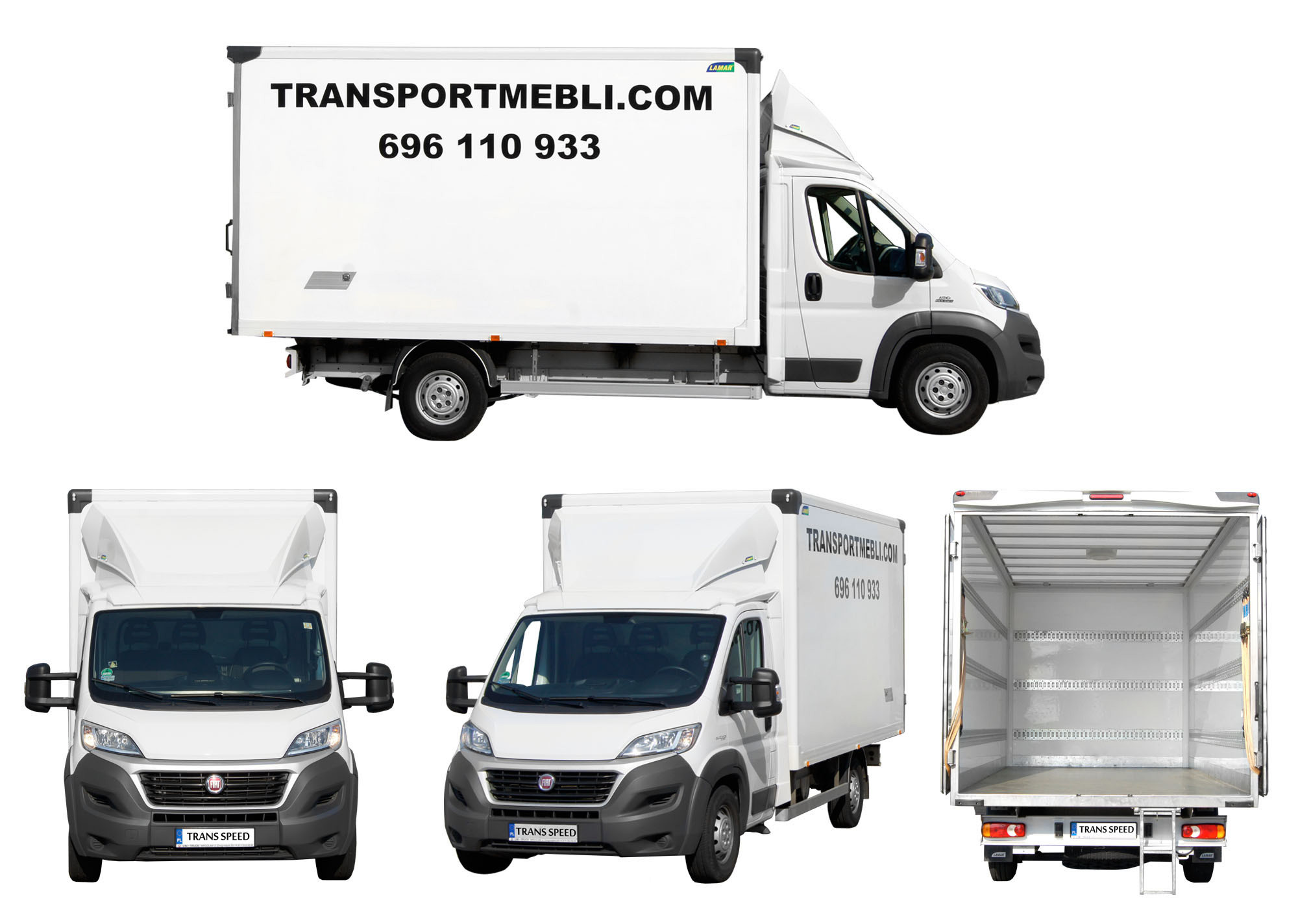 Auta przystosowane do transportu mebli. Sztywna zabudowa i mocowanie do burt kontenera.