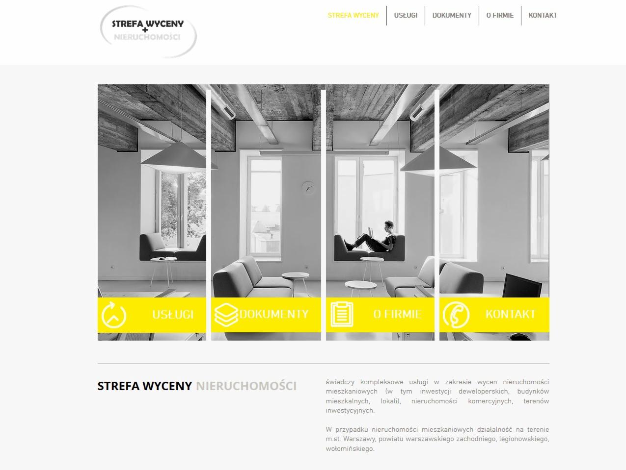 Wnętrze biura agencji nieruchomości z osobą pracującą na laptopie w strefie relaksu, nowoczesne oświetlenie i minimalistyczny design.