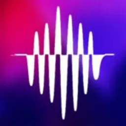 Biały graficzny symbol przypominający fale dźwiękowe na tle gradientu fioletowo-różowego, potencjalne logo firmy z branży muzycznej lub eventowej.