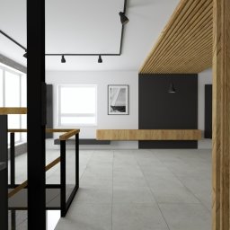 Open space, biuro w mieszkaniu w stylu loftowym, 2022r.