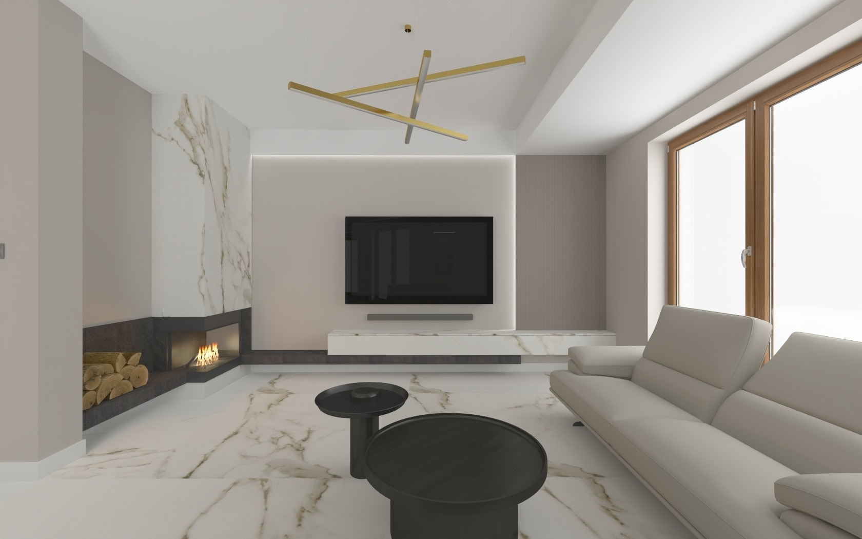 Dom w stylu modern classic, salon, 2023r