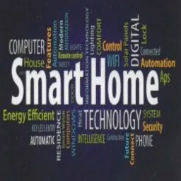 Grafika słowna z hasłem Smart Home i powiązanymi słowami kluczowymi, takimi jak automatyka, technologia, bezpieczeństwo, inteligencja, komfort, dom, energia, cyfrowy, przyszłość, kontrola, wifi...