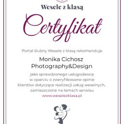 Certyfikat wesele z klasą, wiarygodne opinie od moich klientów