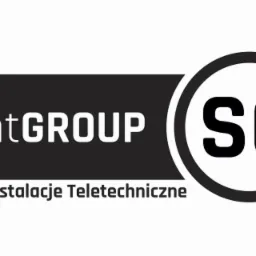 Logo firmy SprintGROUP z dopiskiem Instalacje Teletechniczne oraz inicjałami SG w okręgu po prawej stronie.