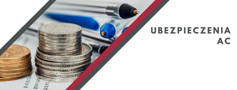 Stosy złotych i srebrnych monet, długopisy na dokumencie z tekstem, ilustrujące Ubezpieczenia AC.