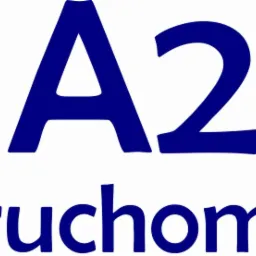 Logo firmy A2M Nieruchomości z trzema pionowymi, niebieskimi prostokątami o różnej jasności po lewej stronie.